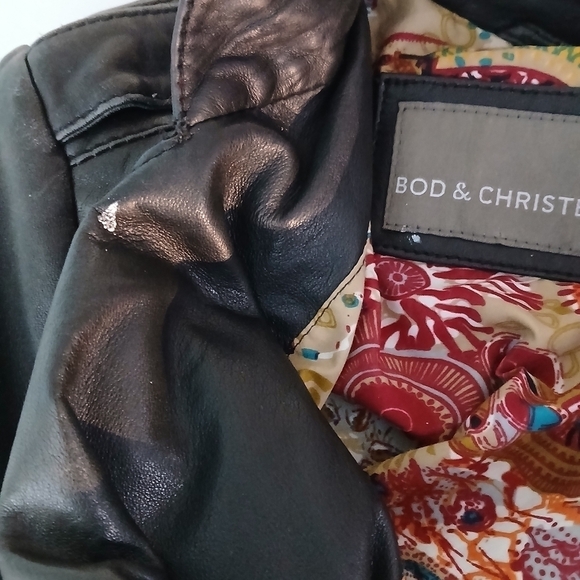 bod & christensen ruffle trimmed leather boho moto jacket - Picture 15 of 15